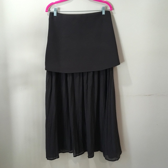 ZARA HIGH-WAIST COMBINED PLEATED KNIT SKIRT Brown 4192/016 New women L - Picture 3 of 8